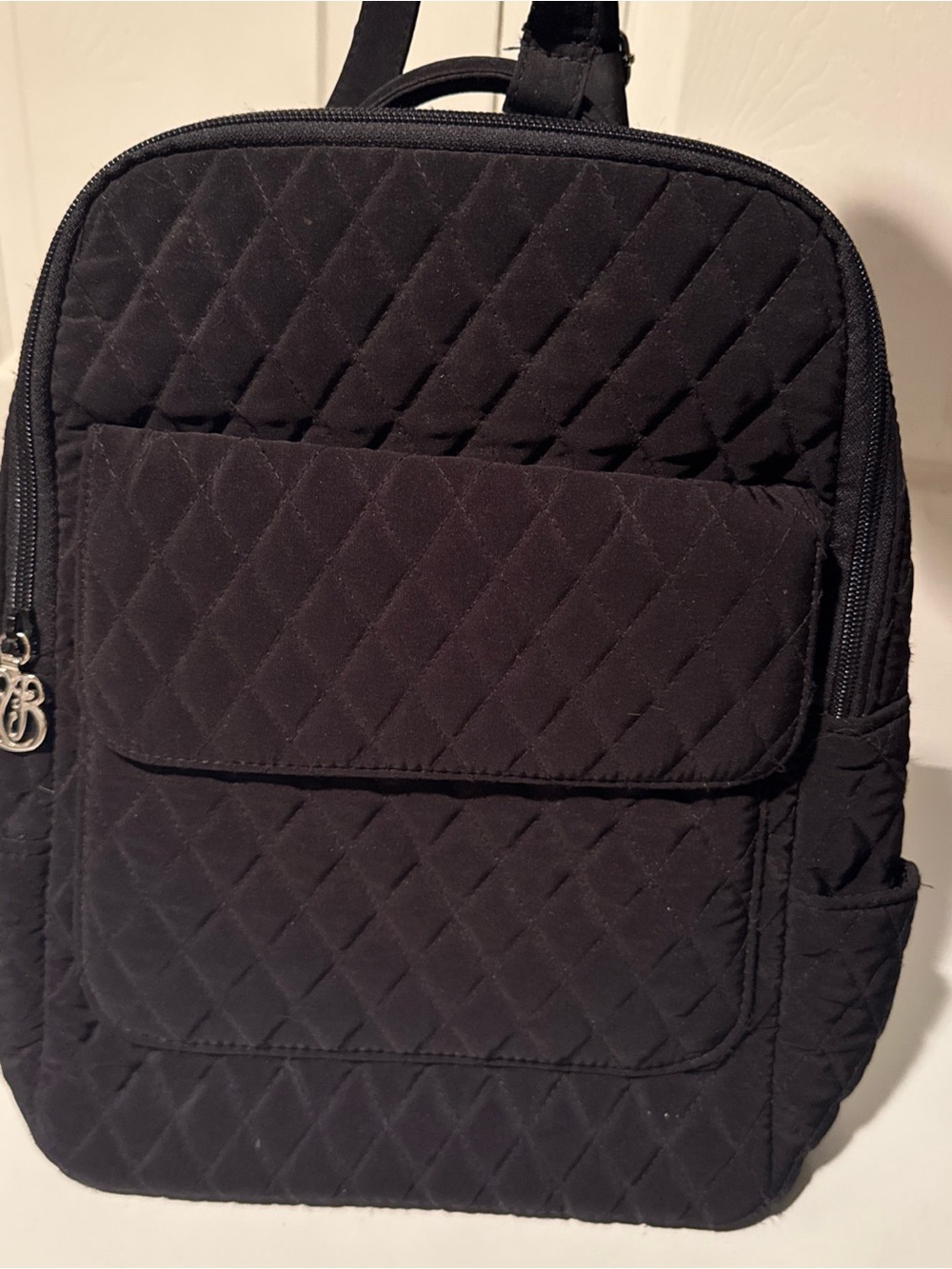 Vera Bradley Backpack Solid Black Microfiber Quilted Mini Backpack Bag Purse